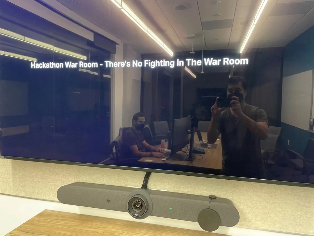 A late-night hackathon war room
